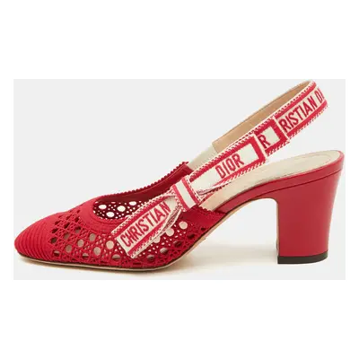 Dior Red Cannage Fabric Dior & Moi Slingback Pumps Size