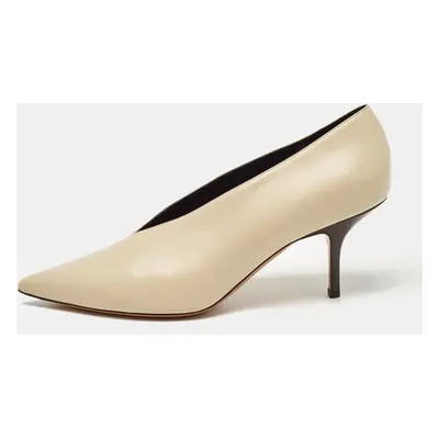 Celine Beige Leather V Neck Pumps Size