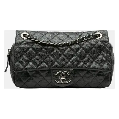 Chanel Black Medium Quilted Caviar Easy Flap