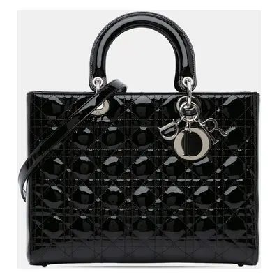 Dior Black Large Patent Cannage Lady Dior