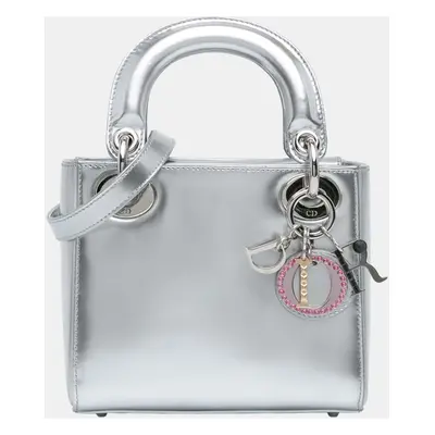 Dior Silver Mini Metallic Patent Lady Dior