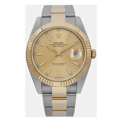 Rolex Champagne 18k Yellow Gold Stainless Steel Datejust Automatic Men's Wristwatch mm