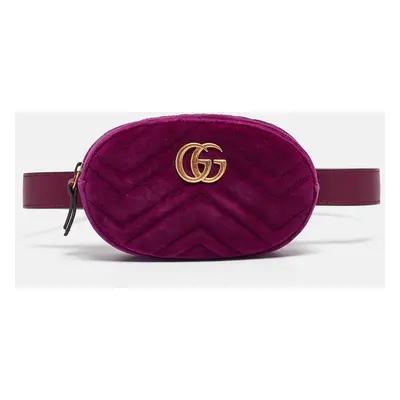 Gucci Purple Matelassé Velvet Mini GG Marmont Belt Bag