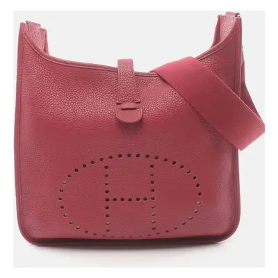 Hermes Red Leather Evelyne III GM Crossbody Bag