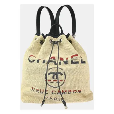 Chanel Beige Straw Deauville Backpack