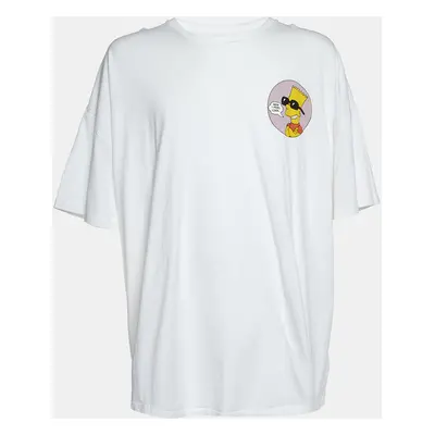 Off-White White Bart Public Enemy Print Cotton Crew Neck T-Shirt