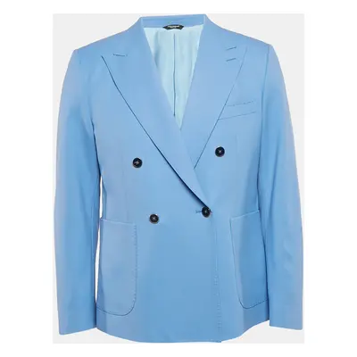 Dolce & Gabbana Blue Gabardine Tailored Double Breasted Blazer