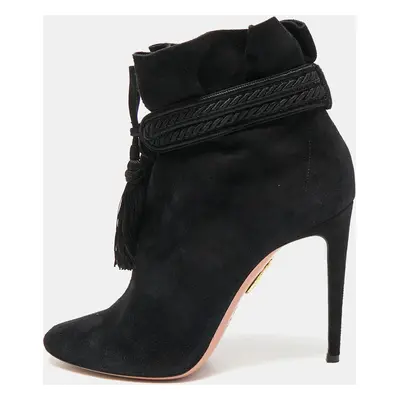 Aquazzura Black Suede Ankle Length Boots Size