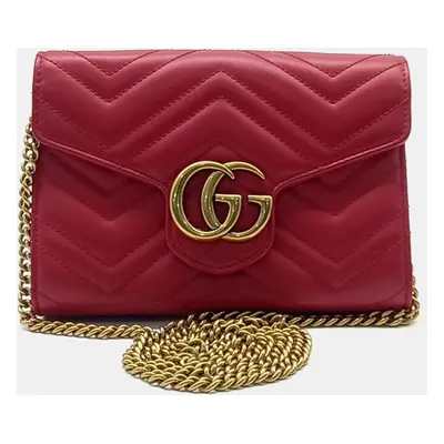 Gucci Red Leather Marmont Matrace Crossbody Bag