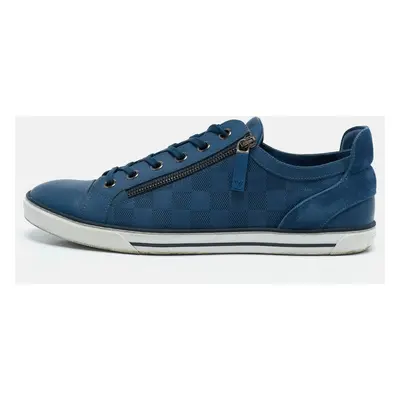 Louis Vuitton Blue Leather and Suede Challenge Lace Up Sneakers Size