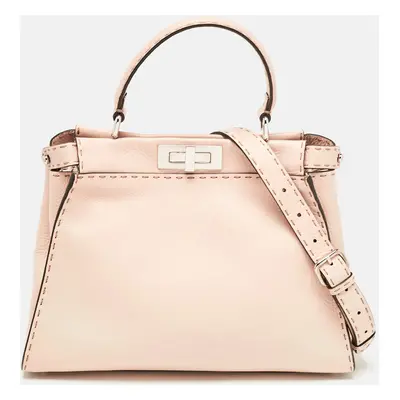 Fendi Beige Selleria Leather Medium Peekaboo Top Handle Bag