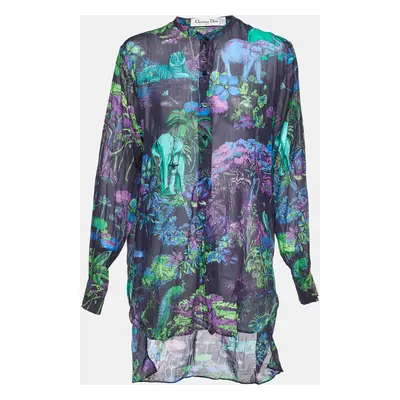 Dior Purple Toile de Jouy Voyage Cotton Long Sleeve Blouse