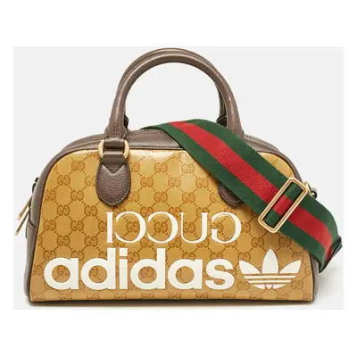 Gucci x Adidas Brown/Beige GG Crystal Canvas and Leather Mini Duffle Bag