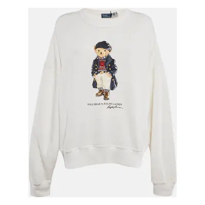 Polo Ralph Lauren White Polo Bear Print Cotton Sweatshirt