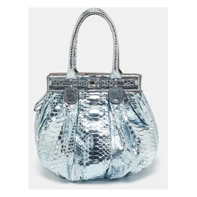 Zagliani Metallic Python Puffy Hobo