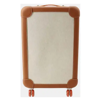 Hermes Ecru/Beige/Fauve/Orange Toile H, Plume Taurillon Rolling Mobility Suitcase