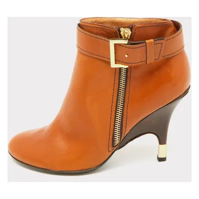 Giuseppe Zanotti Tan Leather Buckle Detail Ankle Length Boots Size 37.5