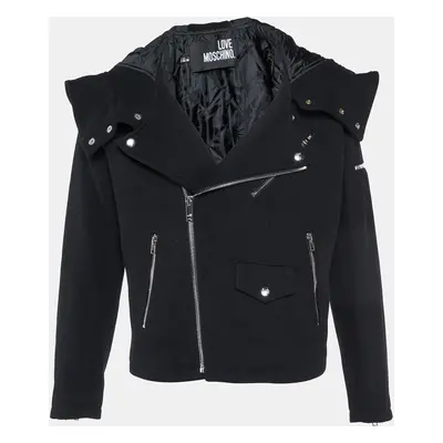 Love Moschino Black Wool Blend Zip Detail Hoodie Jacket