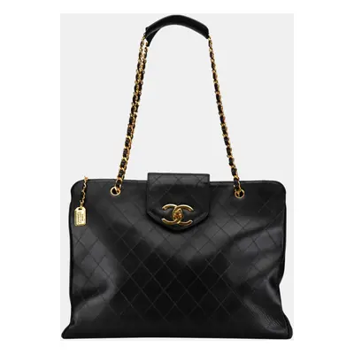 Chanel Black Quilted Calfskin Supermodel Weekender Tote