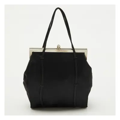 Prada Black Satin Vintage Raso Framed Tote