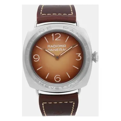 Panerai Brown Stainless Steel Radiomir Days PAM00687 Manual Winding Men's Wristwatch