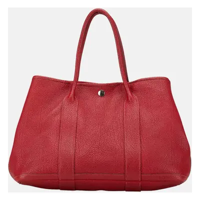 Hermes Red Leather Garden Party PM Handbag