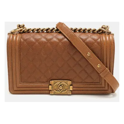 Chanel Brown Quilted Leather Boy Flap Bag