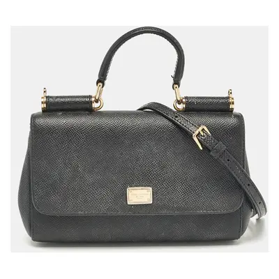 Dolce & Gabbana Black Leather Miss Sicily Top Handle Bag