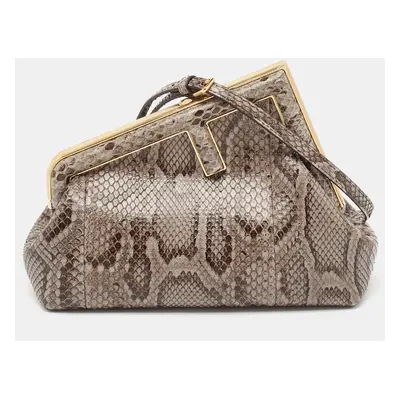 Fendi Grey Python Small Fendi First Clutch