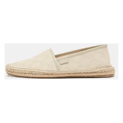 Gucci Cream Canvas GG Espadrille Flats 40.5