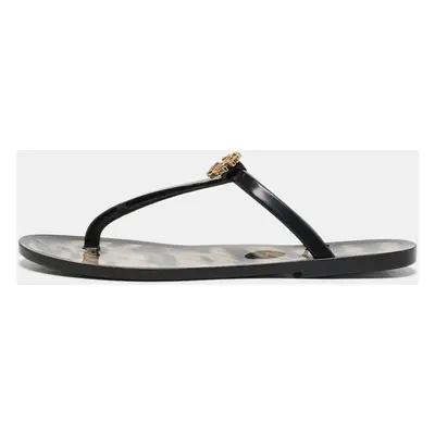 Roberto Cavalli Black Jelly Embellished Thong Flat Sandals Size