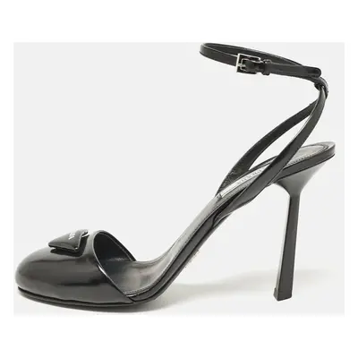 Prada Black Leather Round Toe Ankle Strap Sandals Size