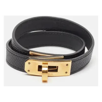 Hermès Kelly Double Tour Leather Gold Plated Wrap Bracelet