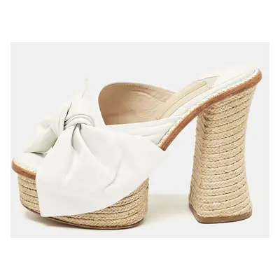 Paloma Barceló White Leather Slide Espadrille Sandals Size