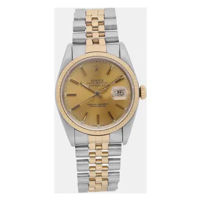 Rolex Champagne 18K Yellow Gold Stainless Steel Datejust Automatic Men's Wristwatch mm