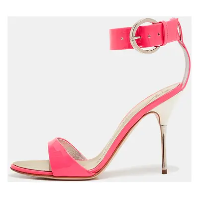 Giuseppe Zanotti Neon Pink Patent Leather Taz Sandals Size