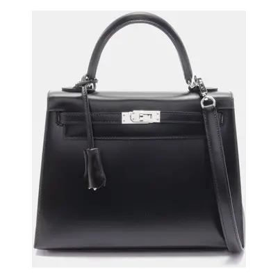 Hermes Black Leather Kelly Tote Bag