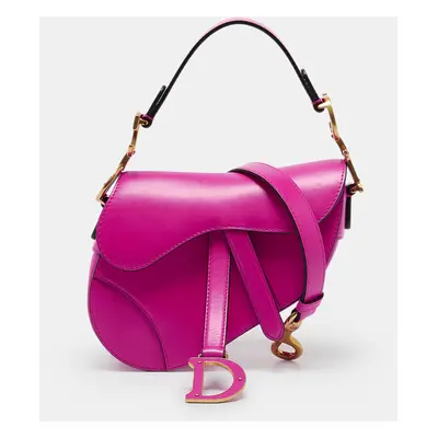 Dior Pink Leather Mini Saddle Bag