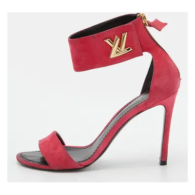 Louis Vuitton Pink Suede Twist Sandals Size 38.5