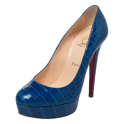 Christian Louboutin Blue Alligator Leather Bianca Platform Pumps Size