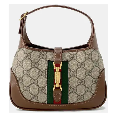 Gucci Gg Supreme Jackie1961 Mini Beige/Brown Pvc Leather Hobo Bag