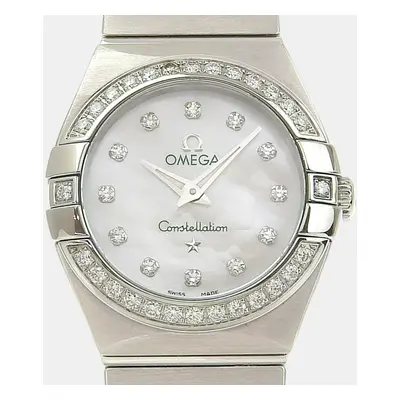 Omega Silver Diamond Stainless Steel Constellation 123.15.24.60.55.001 Quartz Women's Wristwatch