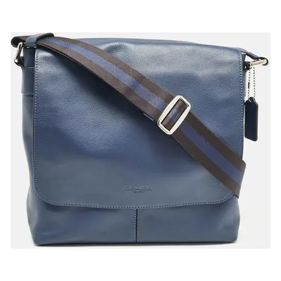 Coach Navy Blue Leather Charles Messenger Bag