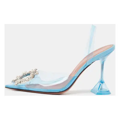 Amina Muaddi Blue PVC Begum Slingback Pumps Size 36.5