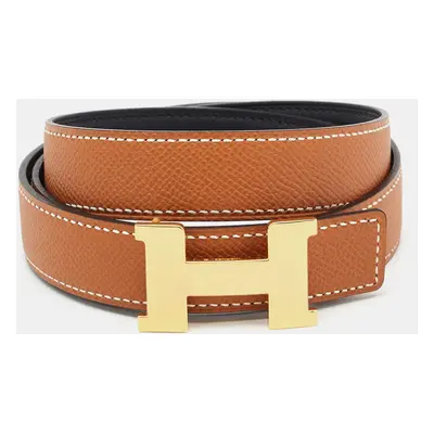 Hermès Noir/Gold Swift and Epsom Leather Constance Reversible Belt