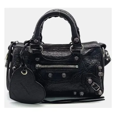 Balenciaga Black Leather Le Cagole Mini Duffel Bag