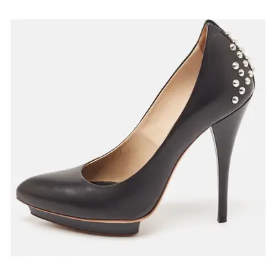 Alexander McQueen Black Leather Studded Platform Pumps Size