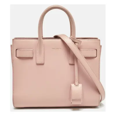 Saint Laurent Old Rose Leather Nano Classic Sac De Jour Tote