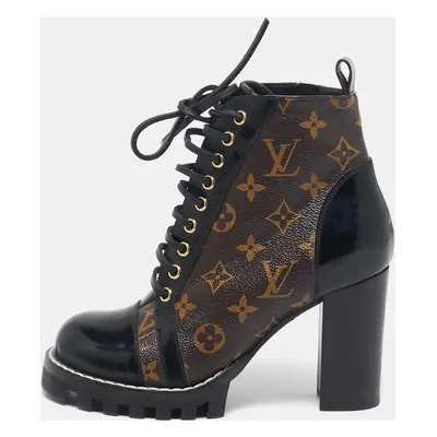 Louis Vuitton Brown/Black Monogram Canvas And Patent Leather Star Trail Ankle Boot Size 37.5