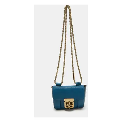 Chloe Blue Leather Mini Elsie Crossbody Bag